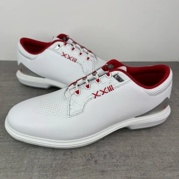 Nike Air Jordan ADG 5 Leather Golf Shoes White/Fire Red FQ7874-101 Men's Size 13